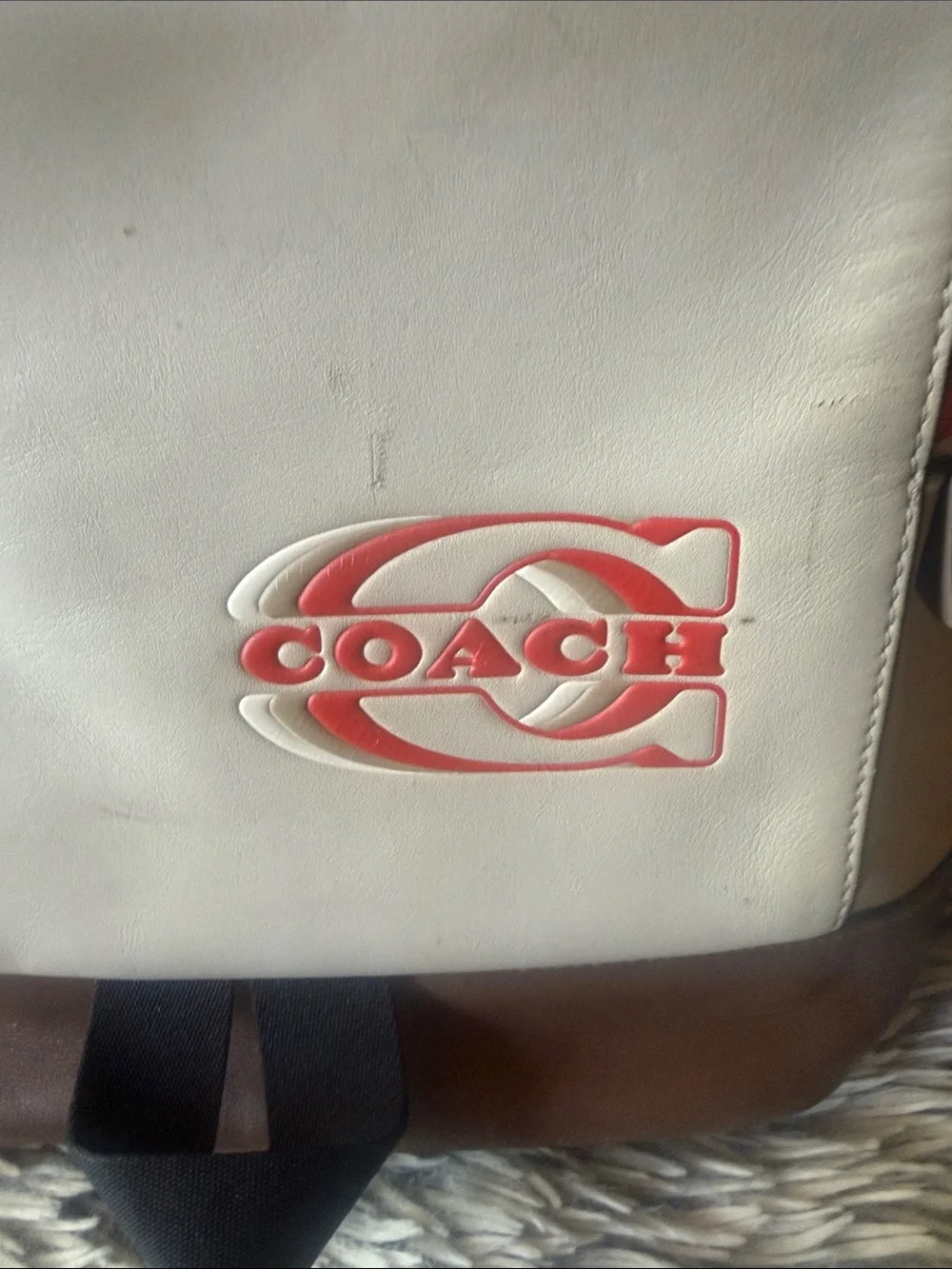 Coach cream & orange Leather Backpack